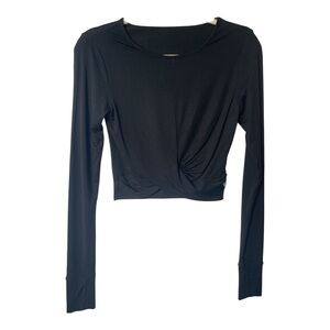 BuffBunny Black Long Sleeve Twist Crop Top w/thumb holes Small Activewear